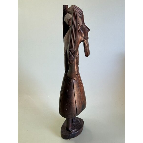 African Tribal Hand Carved Male Elder Winged Shoulder Ebony Wood Figurine Kenya - Picture 5 of 10